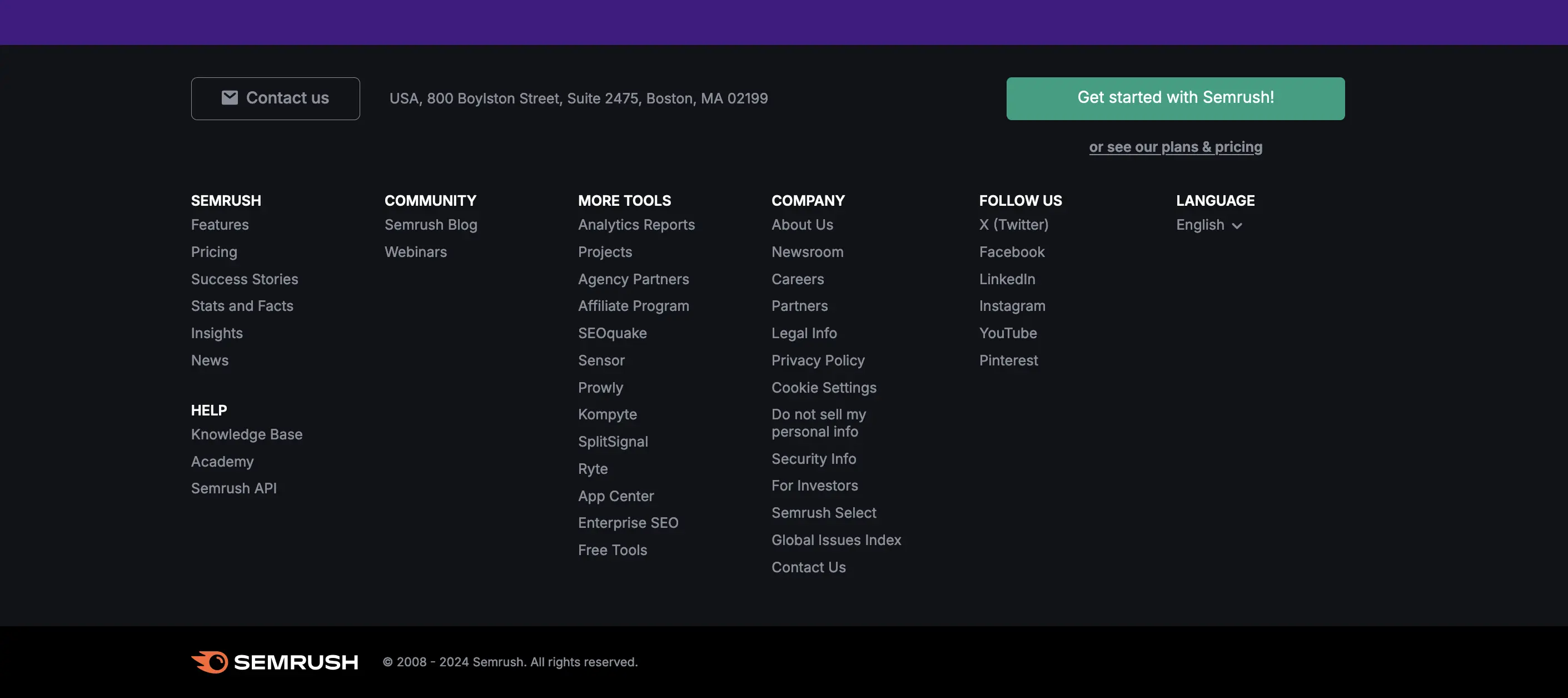 ตัวอย่าง Internal Link บน Footer