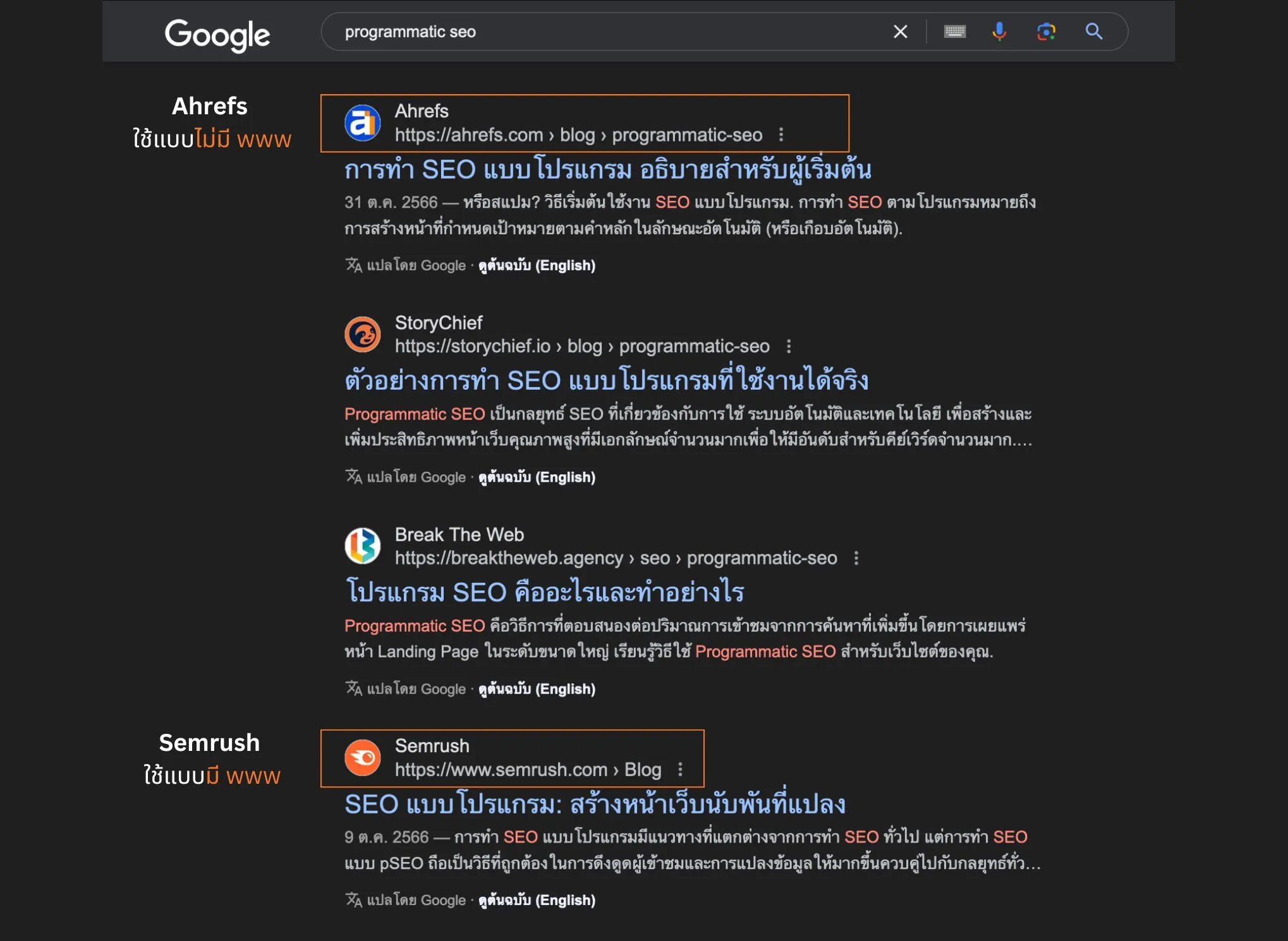 ตัวอย่าง Self-referencing Canonical Tag