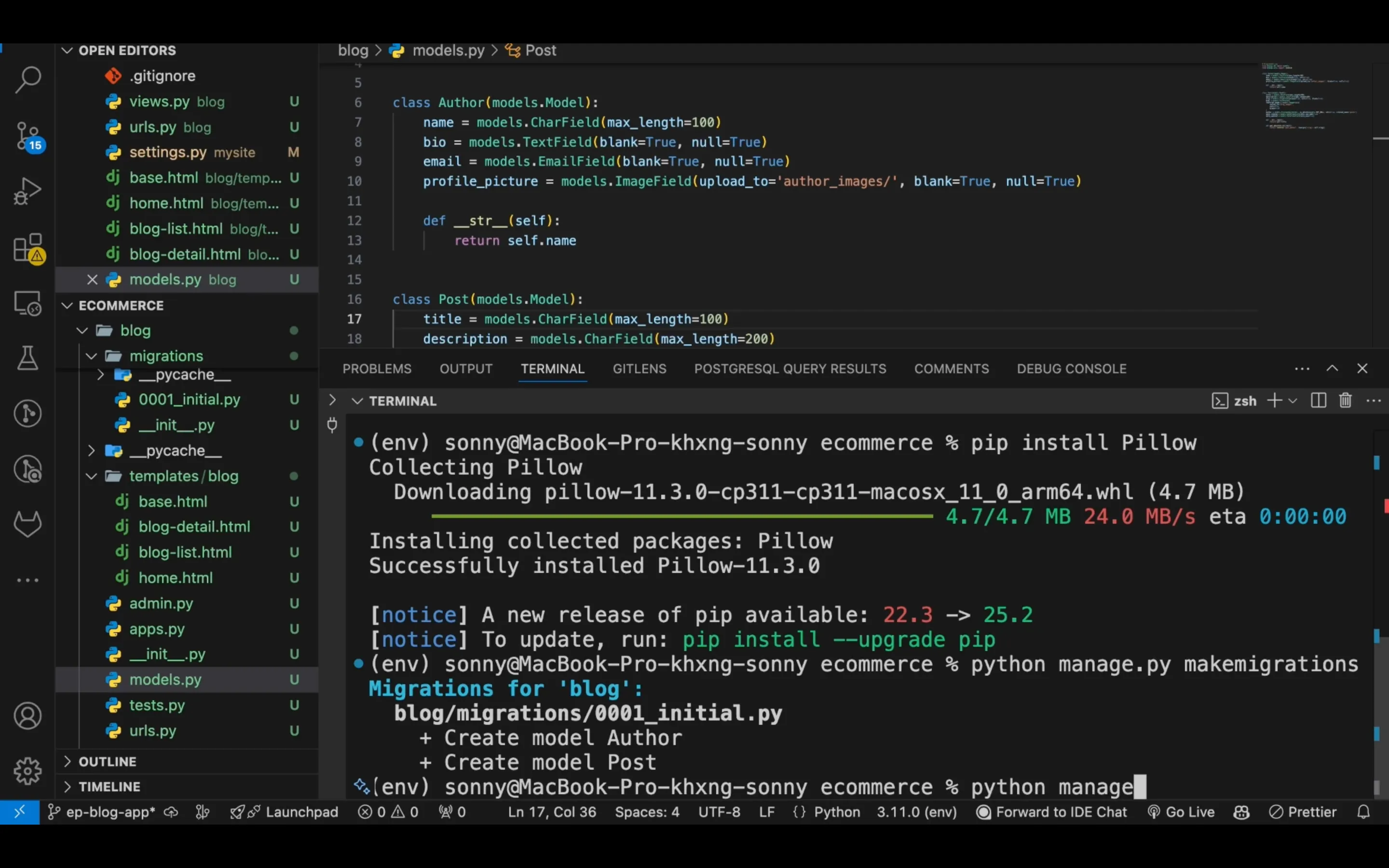 django python blog app
