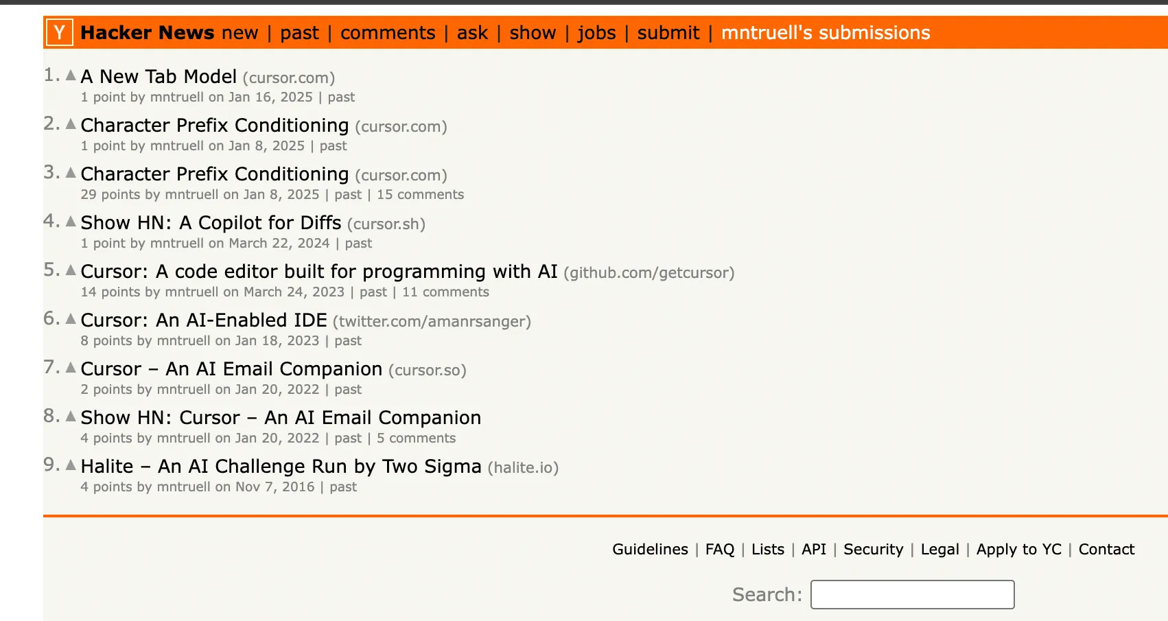 Michael Truell (ผู้ร่วมก่อตั้ง Cursor AI) กับโพสต์ Hacker News 4 Points